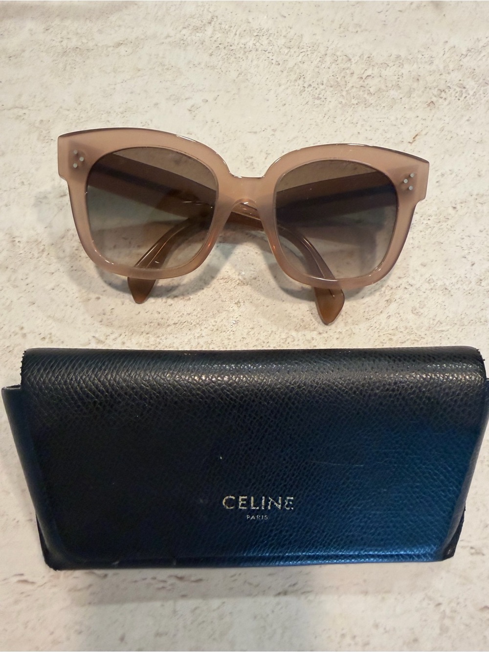 Celine Beige Nude Cat-Eye Sunglasses with Gradient Brown Lenses